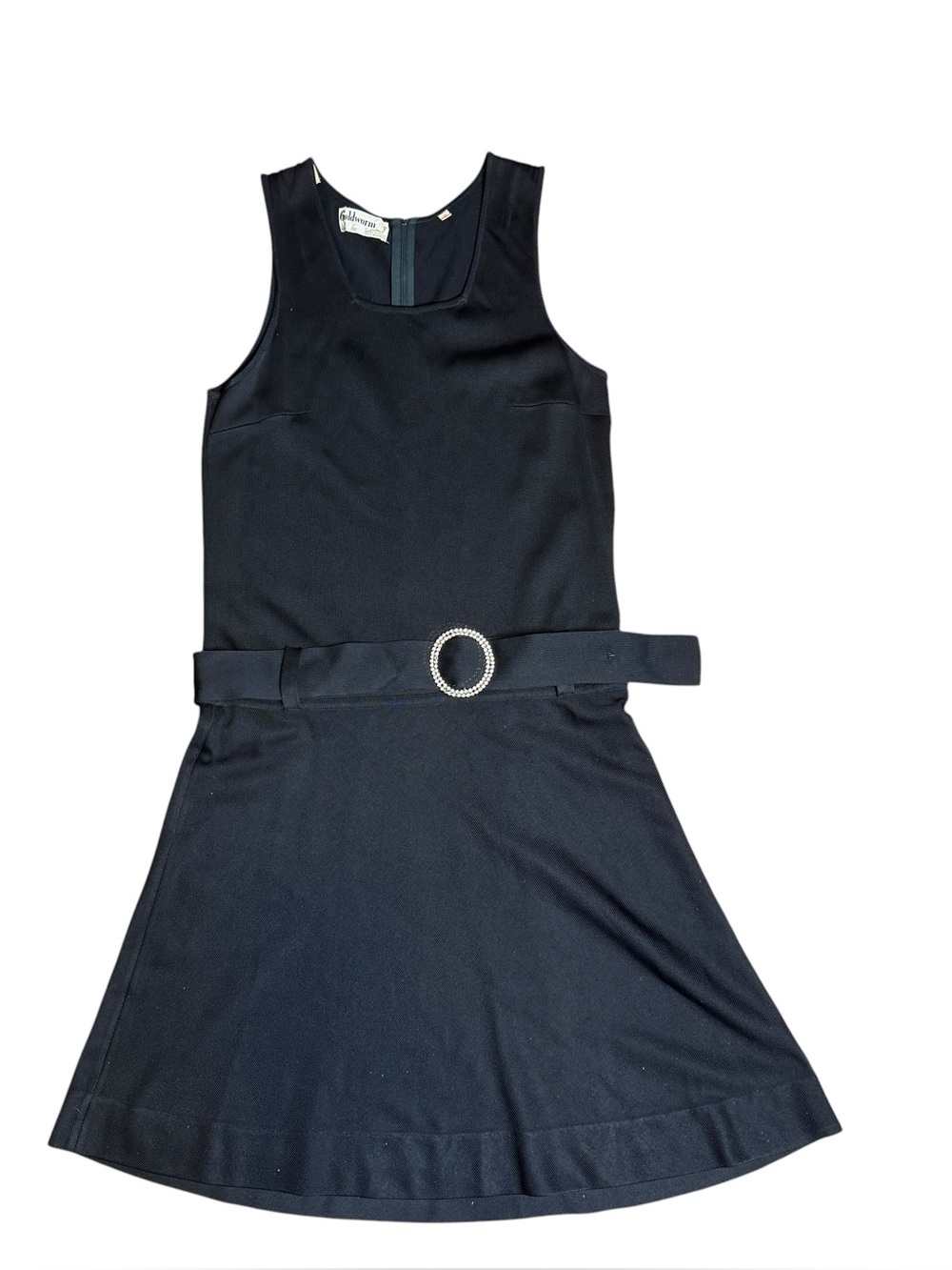 vintage Goldworm black belted jumper dress size 10 P2P 19 (small?) Classic Italy